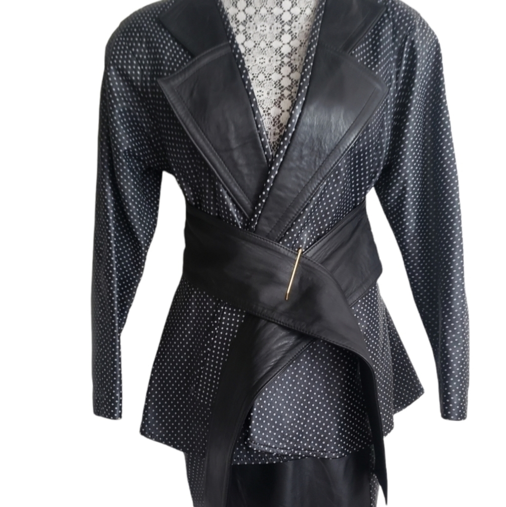 VTG Leather Skirt Suit